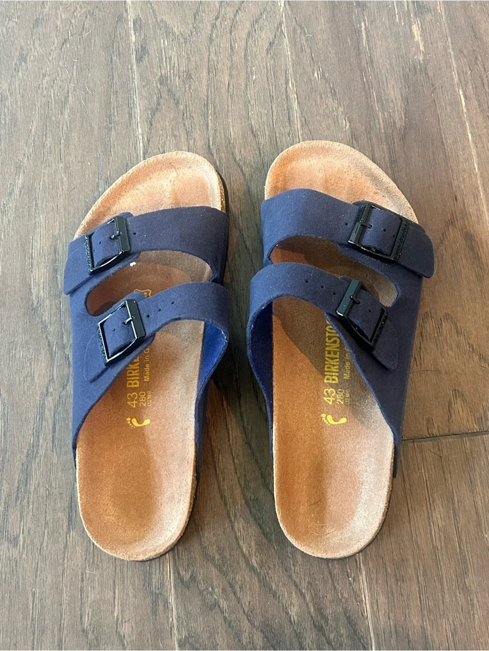 Birkenstock Men’s size 38 Navy Double-Buckle Slide Sandals